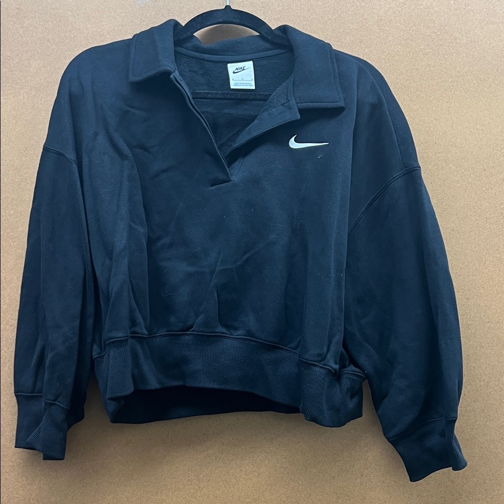 Nike Women's Black Sweatshirt with White Logo